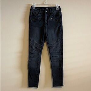 EUC Cello Distressed Black/Gray Moto Style Jeans Size 3